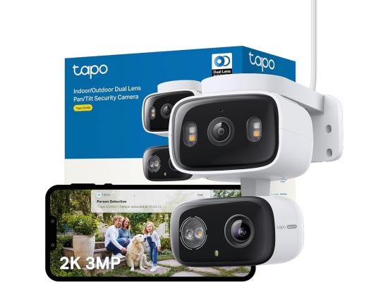 TP-Link Tapo C246D 2K 3MP Dual Lens Security Camera Outdoor, AI Detection, Outdoor Camera,CCTV,125°Wide Angle Two Views,One Screen,Smart Tracking,IP65,Google Home/Alexa,No Monthly fee,Personalized Patrol