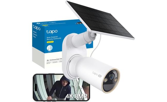 TP-Link Tapo C460 KIT 4K 8MP Battery Solar Security Camera Outdoor Wireless, CCTV, Ultra HD, No Monthly Fee, AI Detection, Two-way Talk, IP66, Starlight Colour Night Vision, Works with Alexa & Google