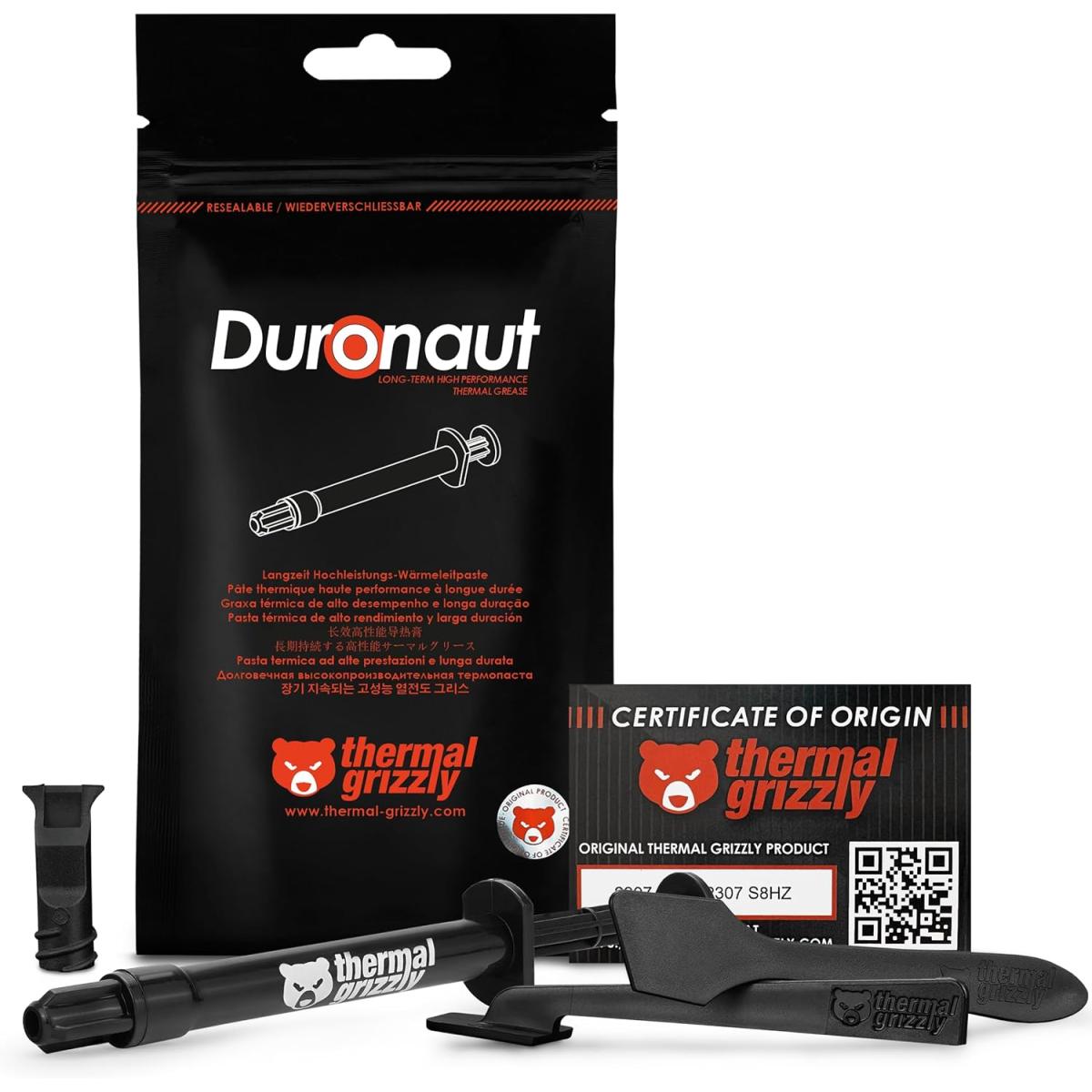 Thermal Grizzly Duronaut - 2 Gram - Enhanced Durability & High Performance Thermal Paste - for Maximum Thermal Conductivity While Overclocking CPU\/GPU\/PS4\/PS5\/Xbox