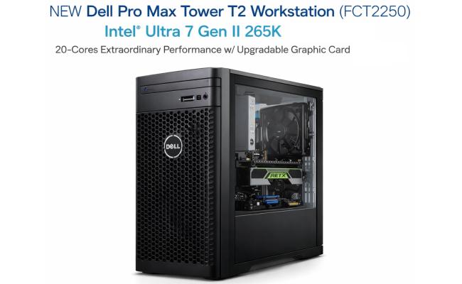 Dell Pro Max Tower T2 Workstation FCT2250 (2025) NEW Intel® Ultra 7 Gen II 265K 20-Cores Extraordinary Performance w/ Upgradable Graphic Card & 3 Years Warranty  - Black