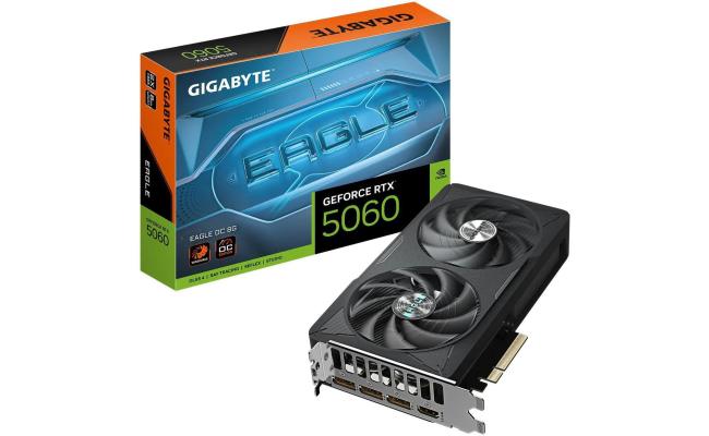 GIGABYTE GeForce RTX 5060 EAGLE OC Graphics Card, 8GB GDDR7 128-Bit Memory, 2550 MHz Core Clock, 28 Gbps Memory Clock, PCI-Express 5.0