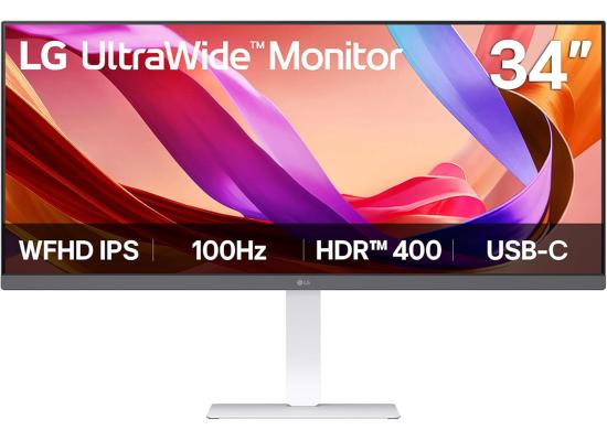 LG 34U530A-W 34" UltraWide Full HD IPS 100Hz HDR 400 AMD FreeSync USB Type-C & Full Adjustable Stand Tilt/Height/Swivel Stand, White