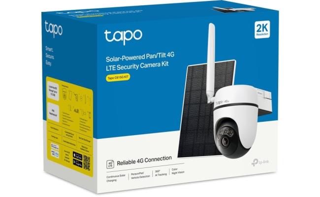 Tp-Link Tapo C615G KIT Solar-Powered Pan/Tilt 4G LTE Outdoor Security Camera, No Wi-Fi Needed, Superior 2K 3MP Visuals, 360° AI Tracking, No Monthly Fee, AI Detection, Color Night Vision, Secure Local & Cloud Storage