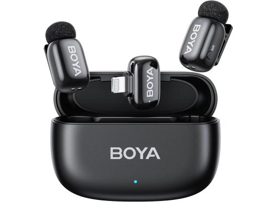 BOYA mini 2-03 (Lightning) Wireless Lavalier Microphones for iPhone 15/16/17 & Android, AI Noise Cancellation, App Control, 30H Battery Life with Charging Case, Lapel Microphone Wireless for Video Recording Vlogging , Black product thumbnail 2