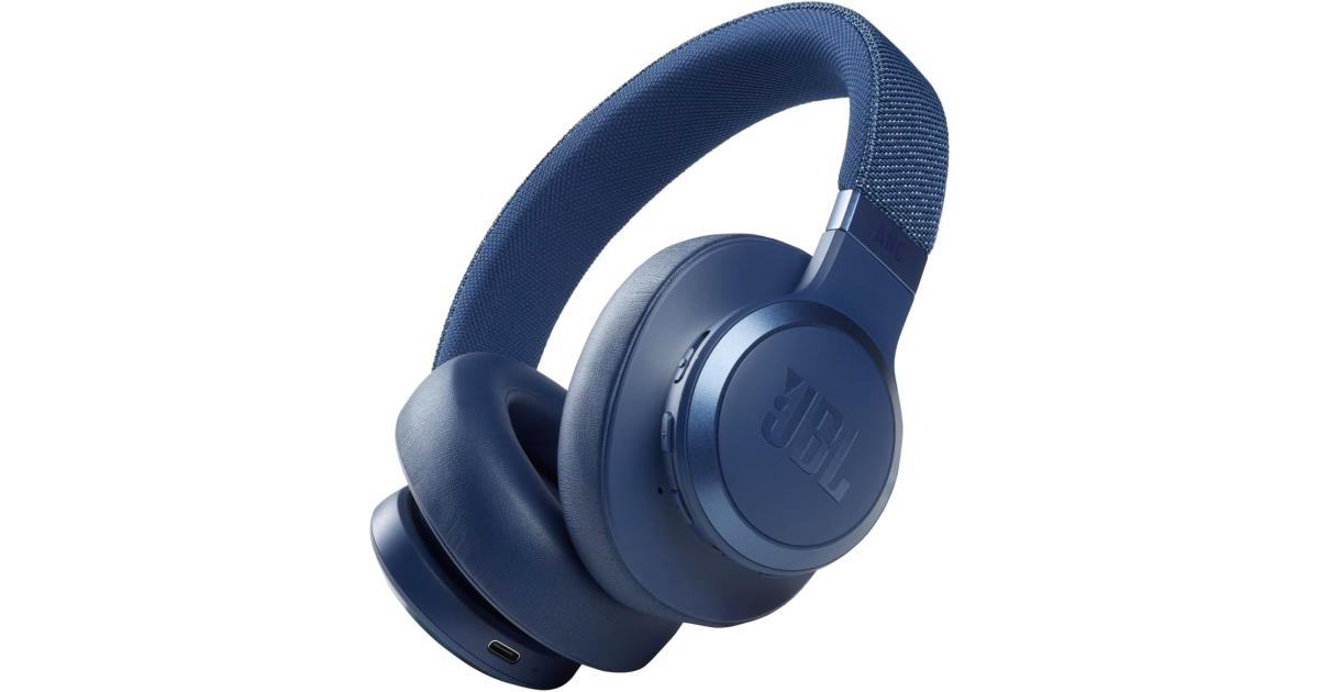 JBL Live 660NC إلغاء الضوضاء التكيفي فوق الأذن بلوتوث 5.0 ما يصل إلى 50 ساعة شحن سرعة البطارية Ambient Aware Voice Assistant التكامل TalkThru - أزرق