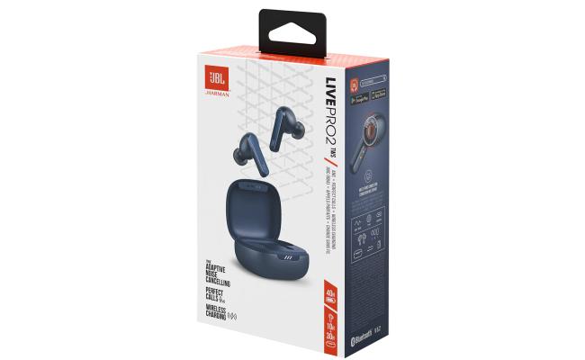 JBL Live Pro 2 TWS In-Ear Headphones, Sound Back in with Smart Ambient, True Adaptive Active Noise Cancellation, Up to 10H Battery Life, Touch Controls, IPX5, Blue