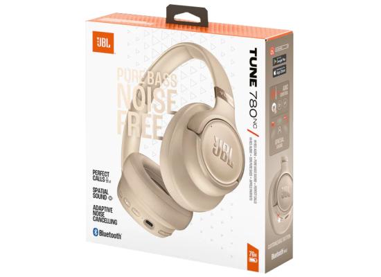 JBL Tune 780 NC Wireless Over-Ear Bluetooth Headphones with Adaptive Noise-Cancelling Technology, Smart Ambient, 76-Hour Battery Life and Google Fast Pair/Microsoft Swift Pair, Beige