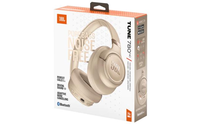 JBL Tune 780 NC Wireless Over-Ear Bluetooth Headphones with Adaptive Noise-Cancelling Technology, Smart Ambient, 76-Hour Battery Life and Google Fast Pair/Microsoft Swift Pair, Beige