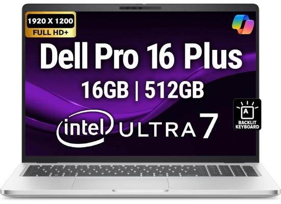 Dell Pro 16 Plus PB16250 (2025) AI Capable PC NEW Intel® Ultra 7 Gen II 266V vPro 8-Cores Elegant & Durable Aluminum Design w/ 3 Years Wrranty , Platinum Silver