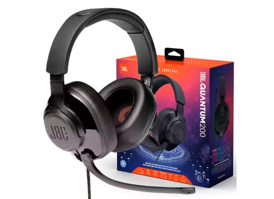 JBL Quantum 200 - Wired over-ear gaming headset with Voice focus directional flip-up mic and memory foam ear cushions (Black) product thumbnail 2