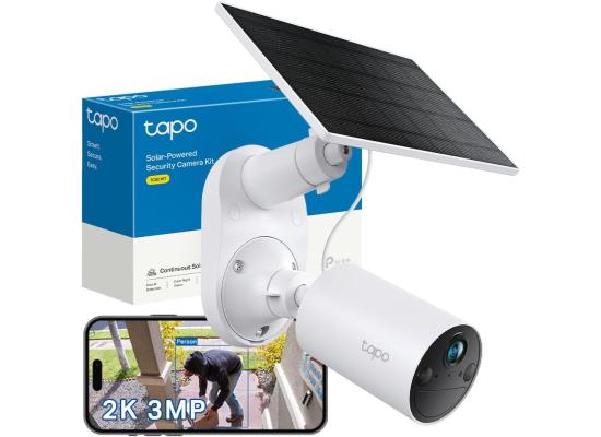 Tp-Link Tapo TC82 KIT 2K 3MP Battery Solar Security Camera Outdoor, Maintenance-free, Colour Night Vision, Outdoor Camera No Monthly Fee, Smart Person Detection, IP65, Works with Alexa & Google
