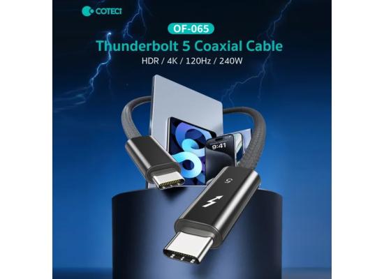 COTECI OF-065 Cable Thunderbolt 5 Coaxial USB-C to C 240W PD Fast Charging 80Gbps 4K 120Hz HDR Support