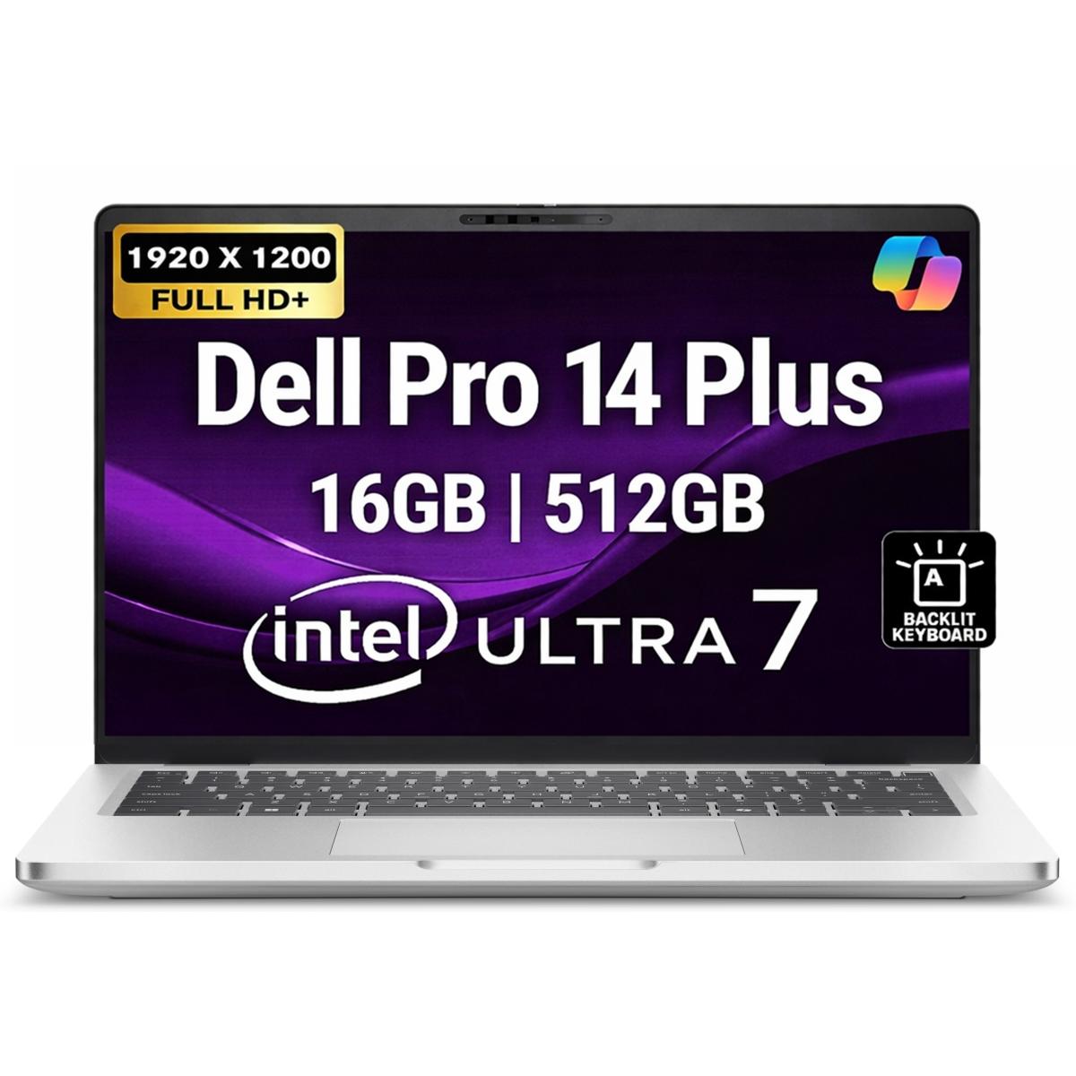 Dell Pro 14 Plus PB14250 (2025) AI Capable PC NEW Intel\u00ae Ultra 7 Gen II 265U vPro 12-Cores Elegant & Durable Aluminum Design w\/ 3 Years Wrranty, Platinum Silver