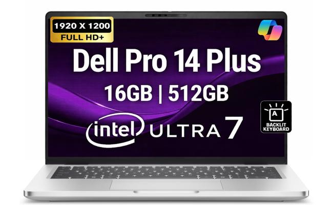 Dell Pro 14 Plus PB14250 (2026) AI Capable PC NEW Intel® Ultra 7 Gen II 266U vPro 8-Cores Elegant & Durable Aluminum Design w/ 3 Years Wrranty , Platinum Silver