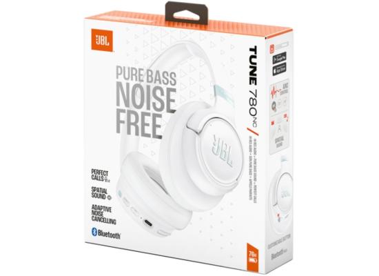 JBL Tune 780 NC Wireless Over-Ear Bluetooth Headphones with Adaptive Noise-Cancelling Technology, Smart Ambient, 76-Hour Battery Life and Google Fast Pair/Microsoft Swift Pair, White