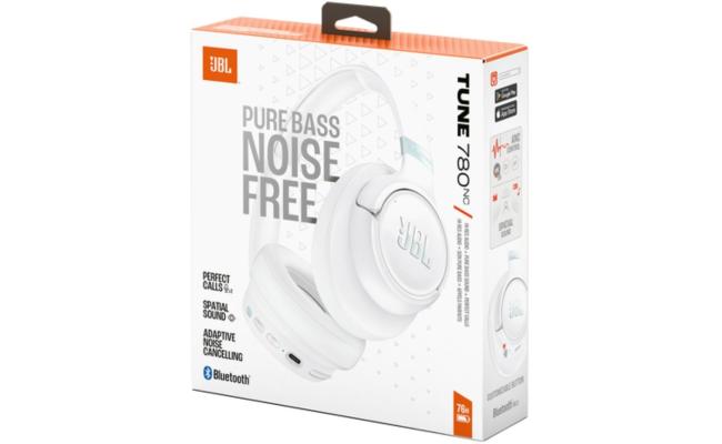 JBL Tune 780 NC Wireless Over-Ear Bluetooth Headphones with Adaptive Noise-Cancelling Technology, Smart Ambient, 76-Hour Battery Life and Google Fast Pair/Microsoft Swift Pair, White