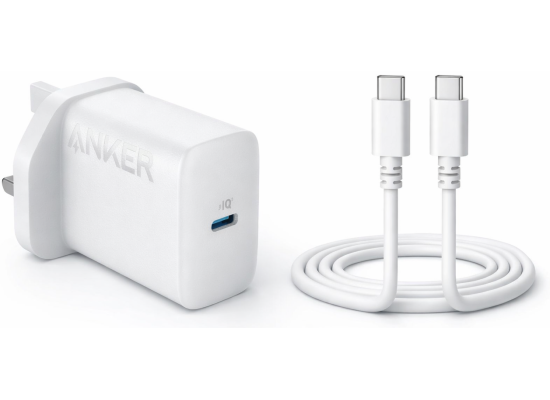 Anker USB C Plug 20W Ultra Fast Wall Charger For iPhone, iPad, iPod And More (5 ft USB-C to USB-C Cable Included) , White product thumbnail 2