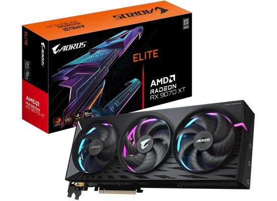 GIGABYTE AORUS Radeon RX 9070 XT ELITE Graphics Card, 16GB GDDR6 256-Bit Memory, 3100 MHz Boost Clock, 20 Gbps Memory Clock, 4096 Stream Processor, PCI-Express 5.0