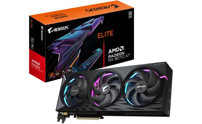 GIGABYTE AORUS Radeon RX 9070 XT ELITE Graphics Card, 16GB GDDR6 256-Bit Memory, 3100 MHz Boost Clock, 20 Gbps Memory Clock, 4096 Stream Processor, PCI-Express 5.0