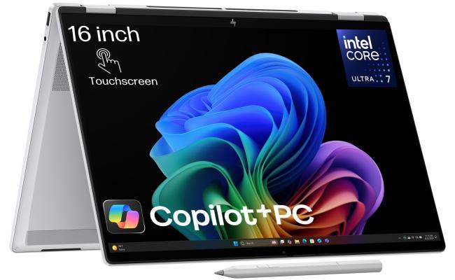 HP OmniBook X Flip 16-as0000ne (2025) Next Gen AI Intel® Ultra 7 Gen II 258V 8-Cores Fast-Charging, Long-Lasting Power w/ 360° OLED Touch Display & HP Rechargeable MPP 2.0 Tilt Pen