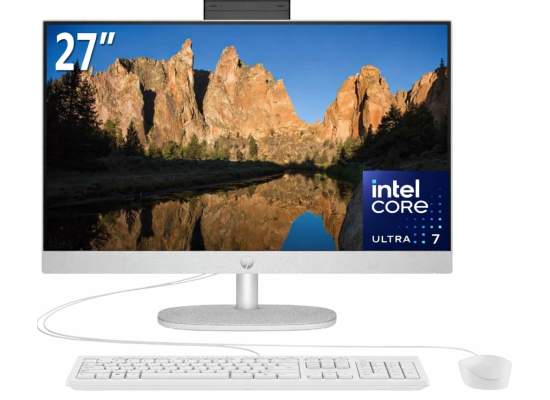 HP All-in-One 27-cr1005ne PC (2024) NEW Intel Core Ultra 7 12-Cores w/ 27" IPS Full HD 99% sRGB NONE Touch Display & DDR5 Memory - White product thumbnail 2