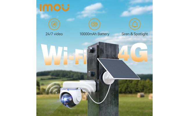IMOU AOV PT 5MP With Solar Panel 360° PTZ Outadoor Security Camera 4G LTE PTA Approved Wifi Network 10000mAh Battery Auto Tracking IP Camera