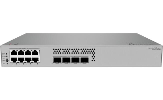 Huawei EKit S220S-8P4J 8 Ports 10/100/1000 BASE-T (128 W PoE+), 4 Ports 2.5GE SFP Ports, Built-in AC power, Fanless
