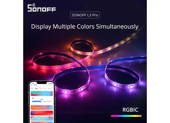SONOFF L3 Pro Smart LED Strip Light WiFi LED RGBIC Lights Flexible Lamp Tape Display Multiple Colors Simultaneously Music Mode