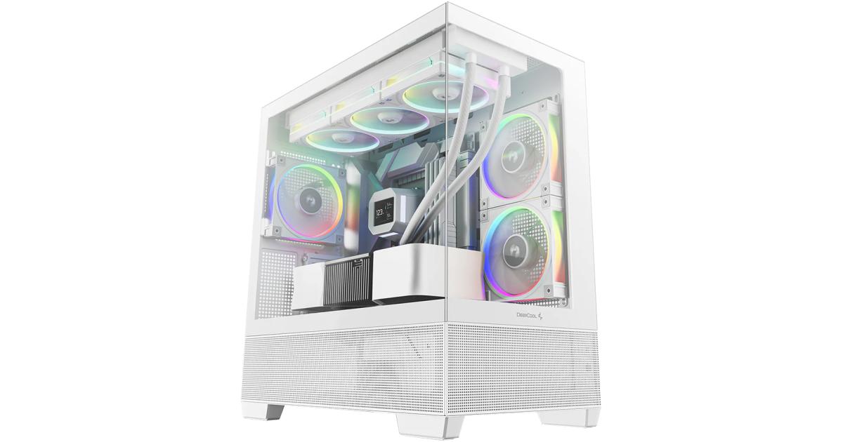 DeepCool CG380 3F Panoramic ATX Mid-Tower Case 3x Pre Installed ARGB Fans , Support Back Connectors & Up to 360mm +240mm Radiators, Front 2x USB3.0 1x USB C , White