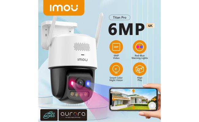 IMOU 5G WIFI IP Camera Titan Pro 6MP Red-Blue Warning Lights Outdoor POE Security Camera Full-Color Night Vision Human Detection