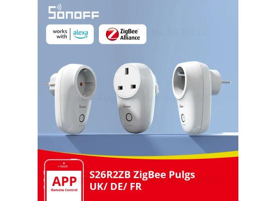 SONOFF S26R2ZBTPF-CFH Zigbee 3.0 Smart Plug | 16A High-Power Smart Socket | Energy Monitoring | Works with Alexa, Google Home & SmartThings | App; Voice Control | EU Plug