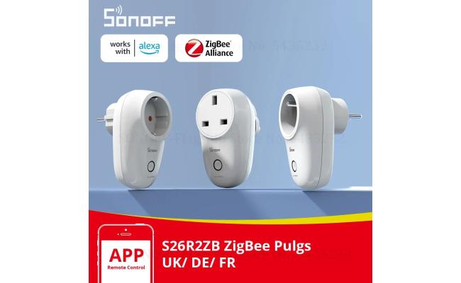 SONOFF S26R2ZBTPF-CFH Zigbee 3.0 Smart Plug | 16A High-Power Smart Socket | Energy Monitoring | Works with Alexa, Google Home & SmartThings | App; Voice Control | EU Plug