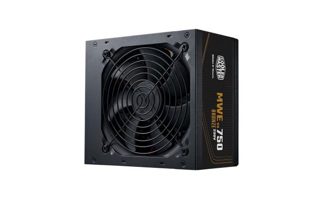 Cooler Master MWE 750W 80+ Bronze ATX 3.1 Non-Modular Power Supply Quiet HDB Fan , Embossed Cable , Black
