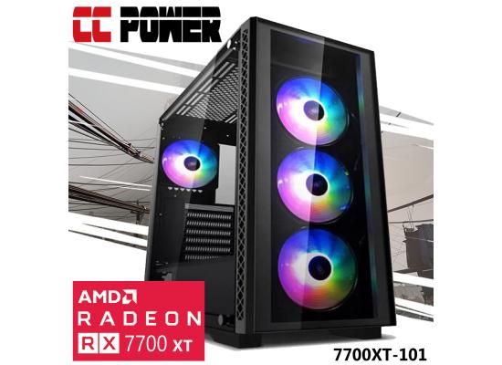CC Power 7700XT-101 Gaming PC 5Gen AMD Ryzen 7 8-Cores w/ AMD Radeon RX 7700XT 12GB DDR6 & Advanced Air Cooler