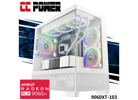 CC Power 9060XT-103 Gaming PC NEW 8Gen AMD Ryzen 5 8400F 6-Cores w/ AMD Radeon RX 9060 XT 16GB DDR6 & Advanced Air Cooler