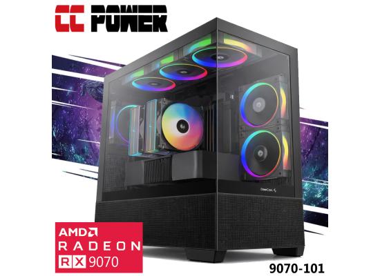 CC Power 9070-101 Gaming PC NEW 9Gen AMD Ryzen 7 7700 8-Cores w/ AMD Radeon 9070 16GB DDR6 & DDR5 Memory & Advanced Air Cooler