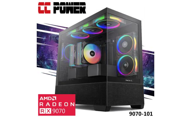 CC Power 9070-101 Gaming PC NEW 9Gen AMD Ryzen 7 7700 8-Cores w/ AMD Radeon 9070 16GB DDR6 & DDR5 Memory & Advanced Air Cooler