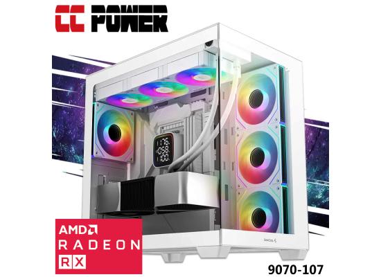 CC Power 9070-107 Gaming PC 14Gen Intel Core i7 K-Series 20-Cores w/ AMD Radeon 9070 16GB DDR6 & Liquid Cooler
