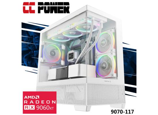 CC Power 9070-117 Gaming PC 14Gen NEW Intel Ultra 5 10-Cores w/ AMD Radeon RX 9070 16GB DDR6 & Advanced Air Cooler
