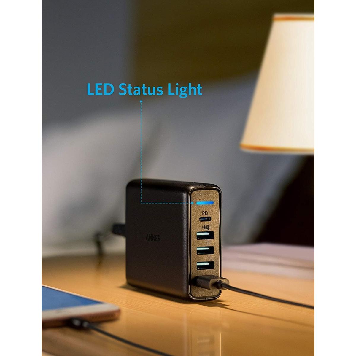Anker PowerPort 60W 5-Port Desktop Charger, with One 30W Power Delivery ...