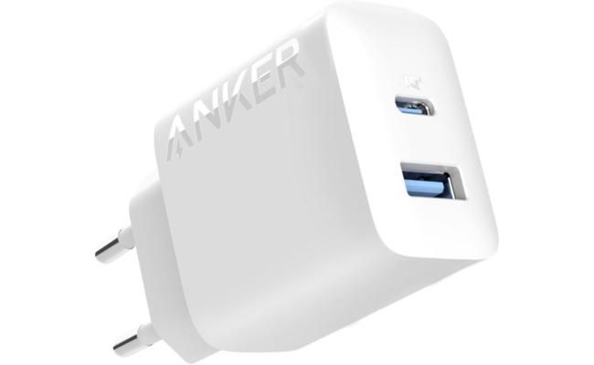 Anker Charger Power-port 20W USB C Gan Charger, 20W Maximum Output, USB-C and USB-A Port - White