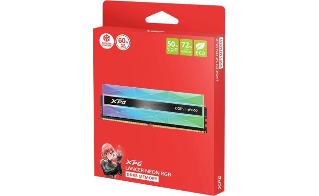 ADATA XPG LANCER NEON 32 GB [2 x 16 GB] DDR5 6400MHz, CL32, 1.4V, Retail, Silver RGB System Memory