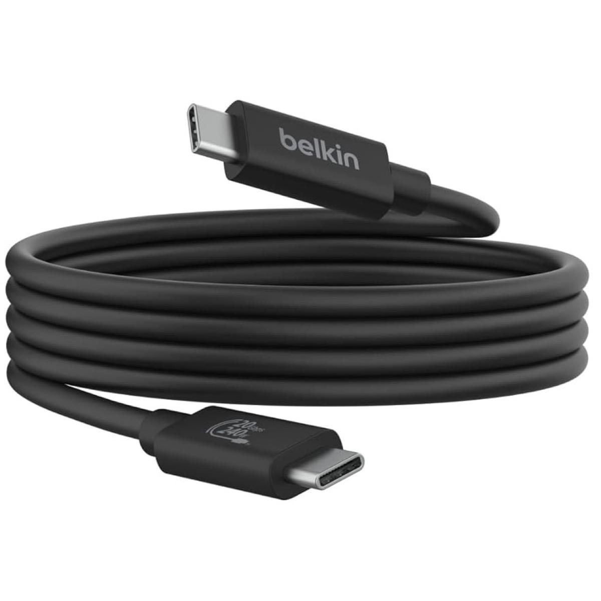 Belkin Connect USB4 Cable (4ft/1.2M Power Cable), USB-C to USB-C Cable w/ 240W Power Delivery + 20Gbps - USB4 Compliant Power Cable, Compatible with MacBook, Windows, Chromebook, & More - Black
