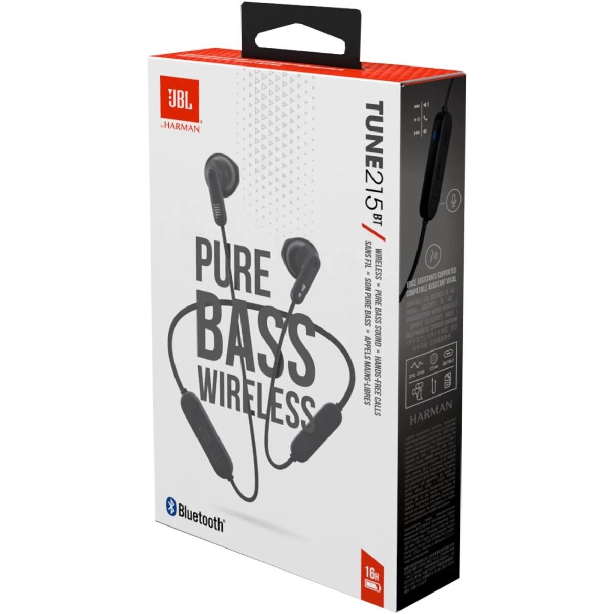 JBL Tune 215BT - Wireless Earbud headphones - Wireless earbud headphones deliver powerful JBL Pure Bass sound in a rainbow of premium finishes. - Black