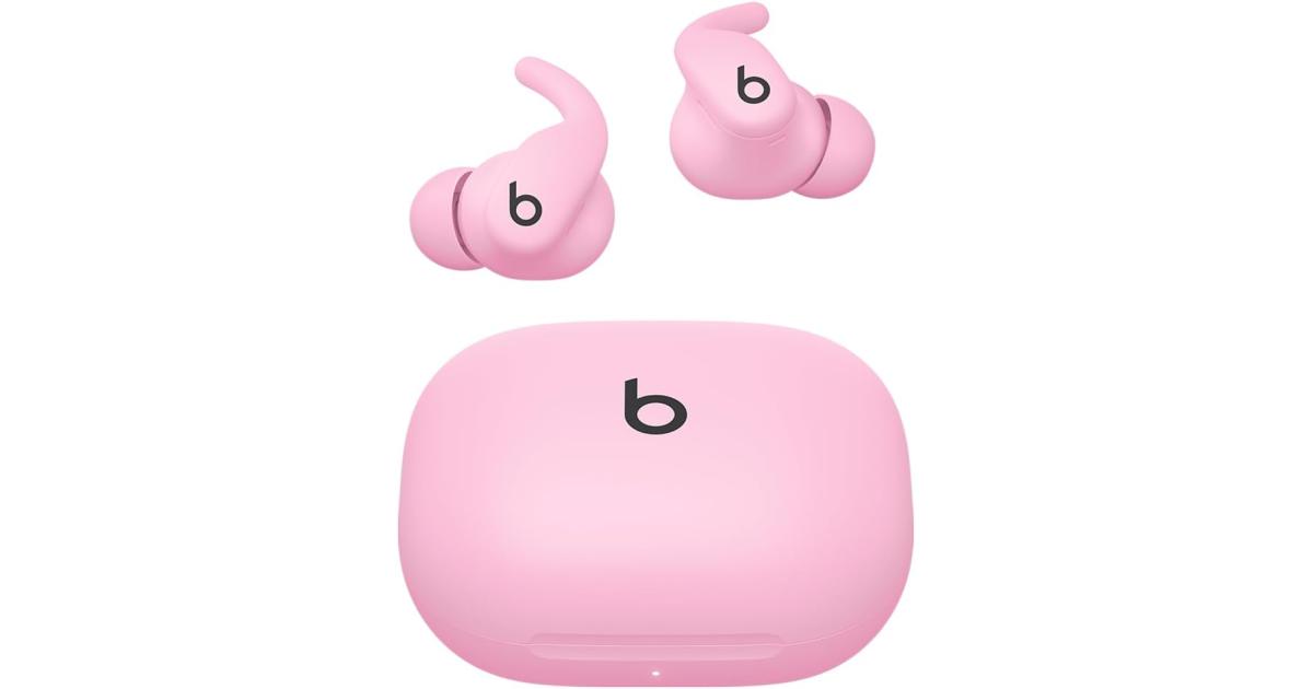 Beats Powerbeats Fit - سماعات أذن لاسلكية للتمرين بخاصية إلغاء الضوضاء مع أطراف أجنحة آمنة، عمر بطارية يصل إلى 30 ساعة، مقاومة للعرق والماء، متوافقة مع Apple وAndroid - Power Pink
