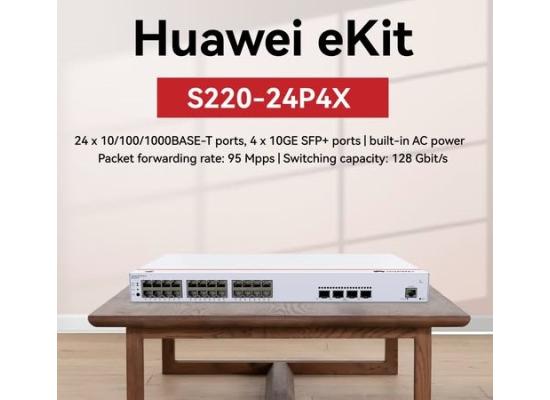 Huawei EKit S220-24P4X Smart Switch 24 Port Gigabit ( 24 POE – 400 Watt ) + 4 10GE SFP+ Ports