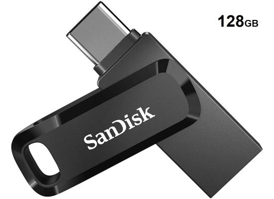 SanDisk 128GB Ultra Dual Drive Go 2-in-1 Flash Drive, 128GB Capacity, Type-A and Type-C Connectors, USB 3.2 Gen 1, 400 MB/s Max Read Speed, Swivel Cover with Keyring Hole, Black