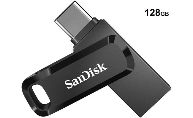 SanDisk 128GB Ultra Dual Drive Go 2-in-1 Flash Drive, 128GB Capacity, Type-A and Type-C Connectors, USB 3.2 Gen 1, 400 MB/s Max Read Speed, Swivel Cover with Keyring Hole, Black