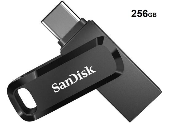 SanDisk 256GB Ultra Dual Drive Go 2-in-1 Flash Drive, 256GB Capacity, Type-A and Type-C Connectors, USB 3.2 Gen 1, 400 MB/s Max Read Speed, Swivel Cover with Keyring Hole, Black