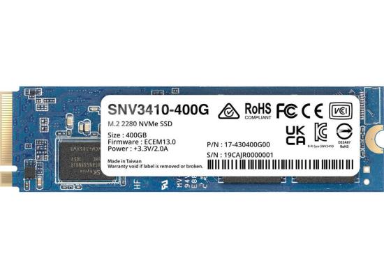 Synology SNV3410 400GB NVMe M.2 2280 Internal SSD, Up to 3000 MB/s Sequential Read & 750 MB/s Sequential Write Speed, PCIe 3.0 x4 Interface, 491 TBW, 1.8M Hours MTBF